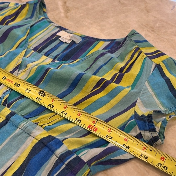 RARE Boden | Empire Waist Faux Wrap Mini Dress 100% Cotton | Blue/Yellow | Sz 4R - Picture 6 of 12